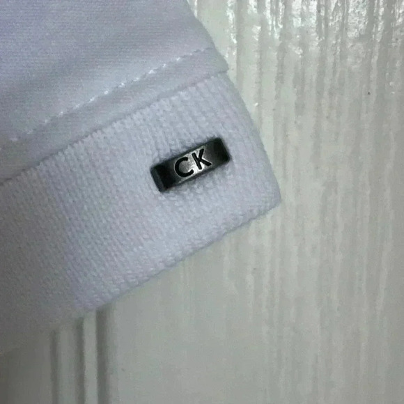 Calvin Klein White Golf Polo Shirt Men Smooth Soft Collared Size Medium - Picture 4 of 6